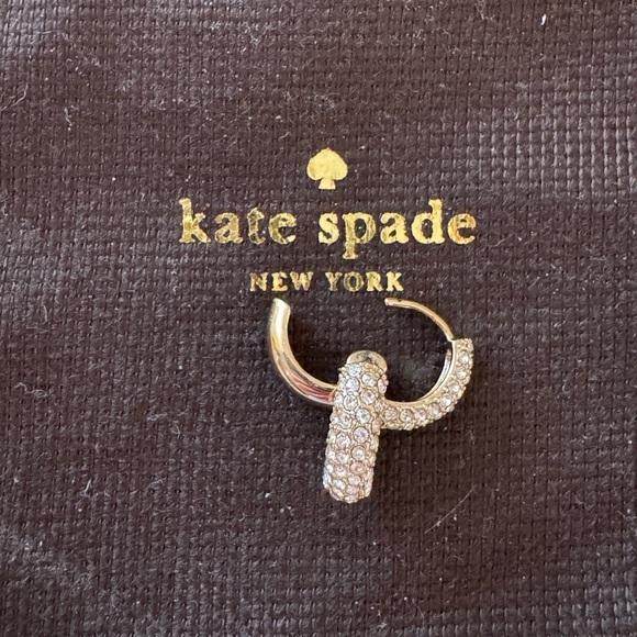 Kate Spade Gold and Rhinestone Mini Huggie Pierced Earrings - Picture 1 of 4